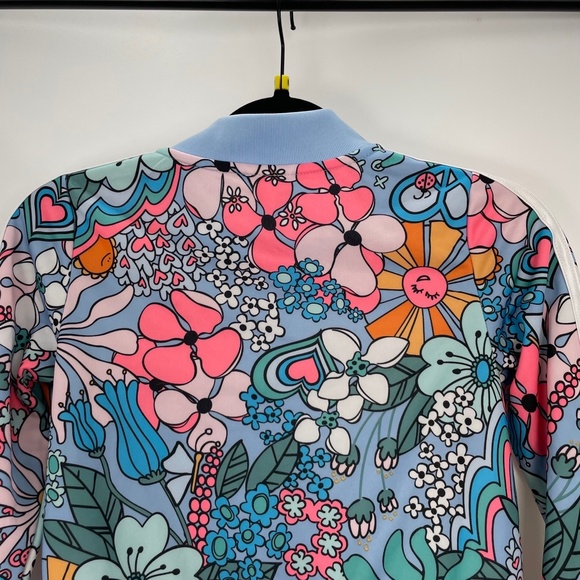 Adidas Girls Youth Floral Peace Sunshine & Flowers Track Jacket Size S (7/8) - Picture 11 of 12